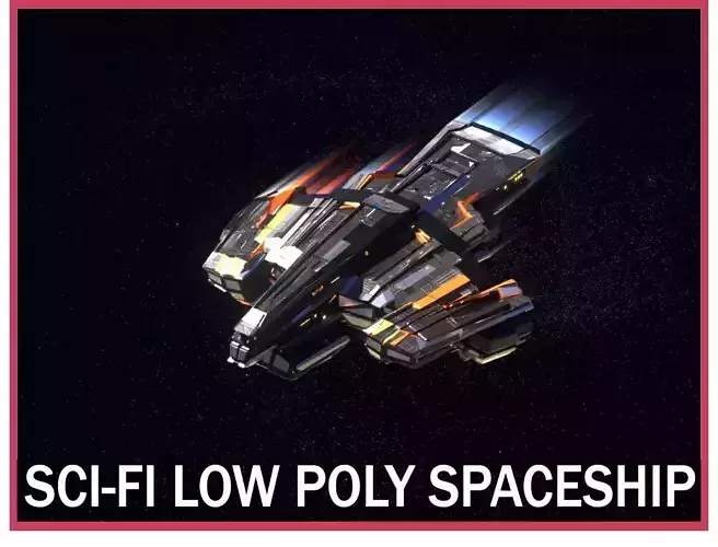 Lowpoly Sci-Fi Spaceship Space Ship Sci-Fi Air Craft Low Poly 23 Low-poly 3D model