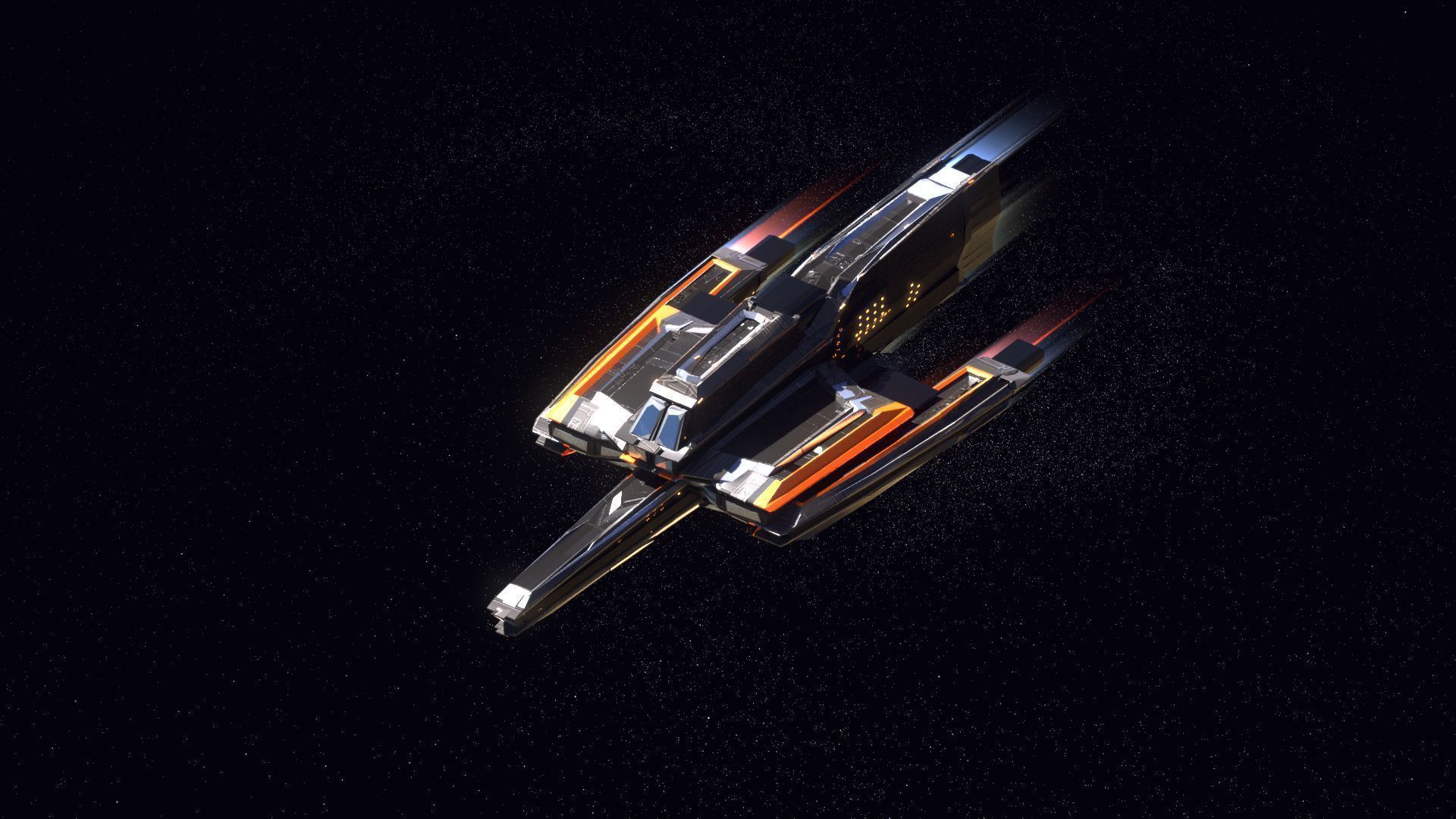 Lowpoly Sci-Fi Spaceship Space Ship Sci-Fi Air Craft Low Poly 18 Low-poly 3D model_1