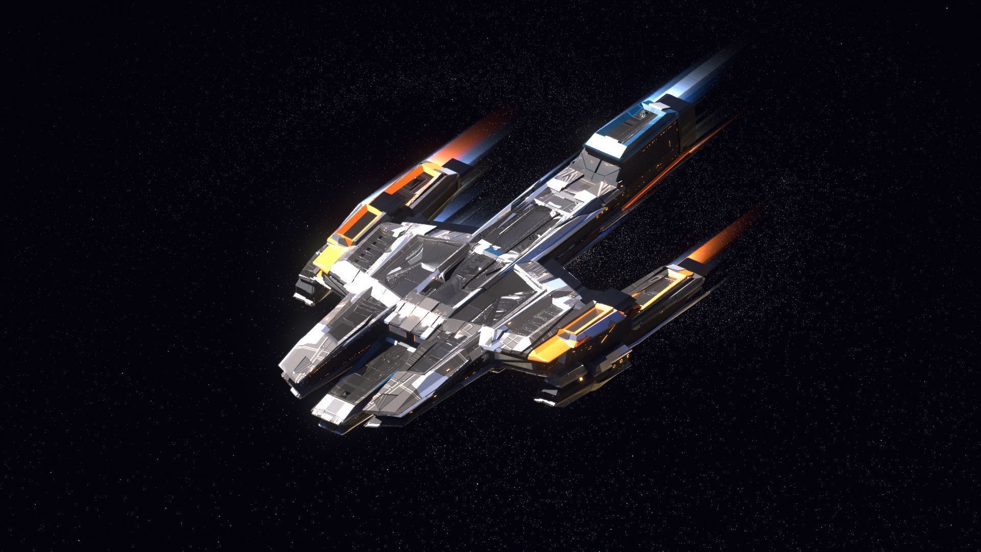 Lowpoly Sci-Fi Spaceship Space Ship Sci-Fi Air Craft Low Poly 16 Low-poly 3D model_1