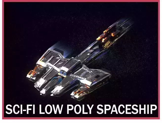 Lowpoly Sci-Fi Spaceship Space Ship Sci-Fi Air Craft Low Poly 15 Low-poly 3D model