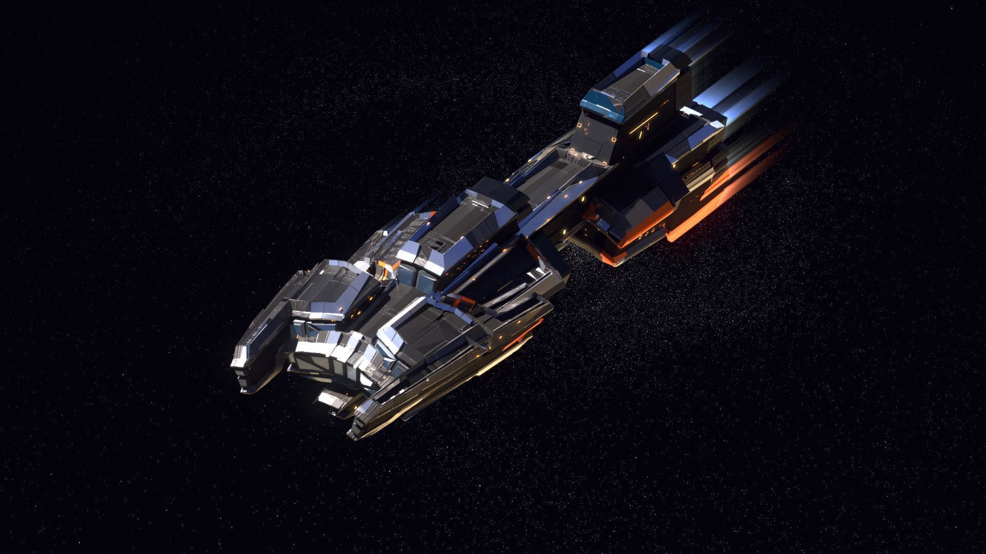 Lowpoly Sci-Fi Spaceship Space Ship Sci-Fi Air Craft Low Poly 14 Low-poly 3D model_1