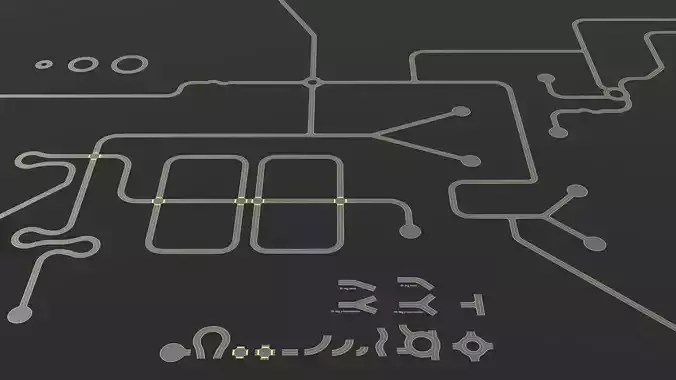 Modular road pack Low-poly 3D model