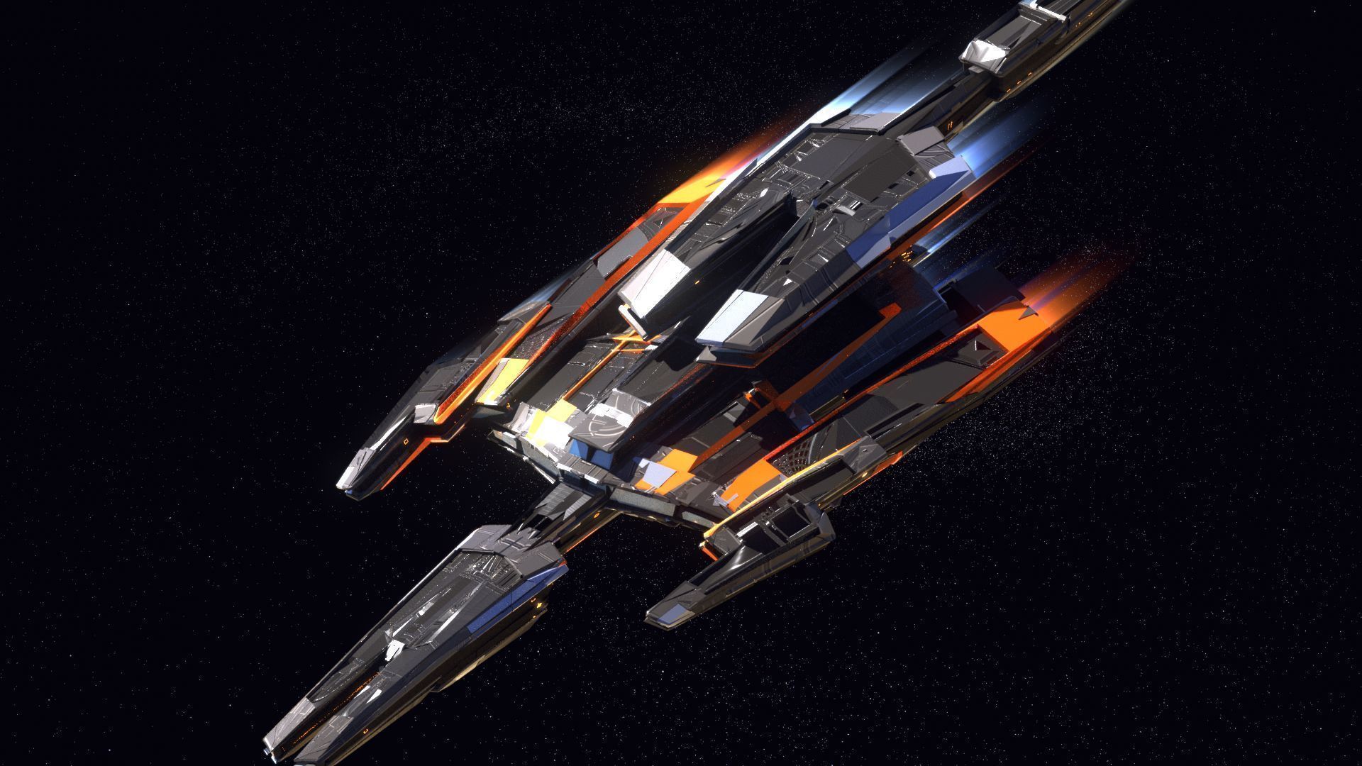 Lowpoly Sci-Fi Spaceship Space Ship Sci-Fi Air Craft Low Poly 10 Low-poly 3D model_1