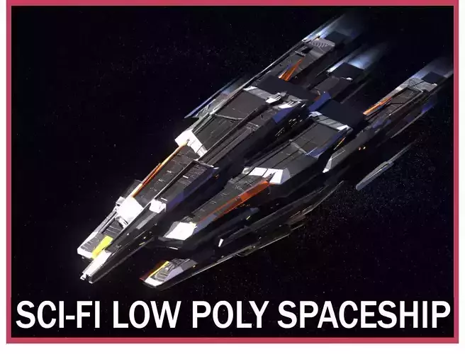 Lowpoly Sci-Fi Spaceship Space Ship Sci-Fi Air Craft Low Poly 8