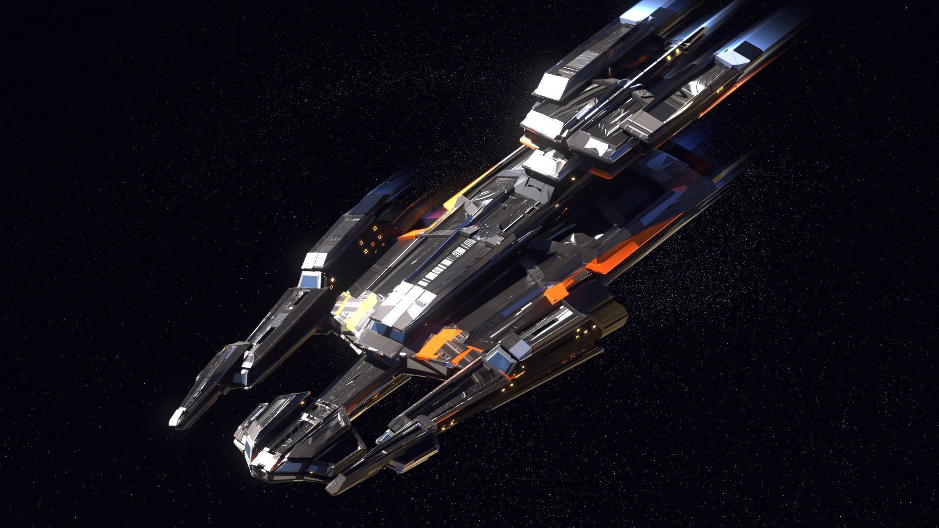 Lowpoly Sci-Fi Spaceship Space Ship Sci-Fi Air Craft Low Poly 7 Low-poly 3D model_1