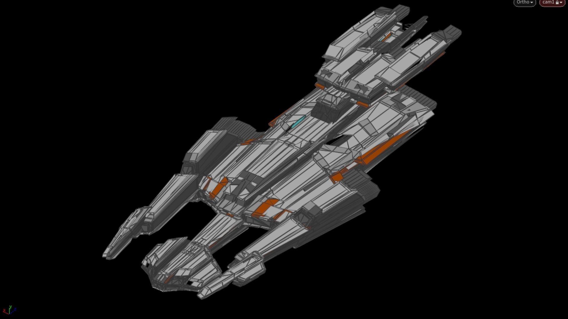 Lowpoly Sci-Fi Spaceship Space Ship Sci-Fi Air Craft Low Poly 7 Low-poly 3D model_6