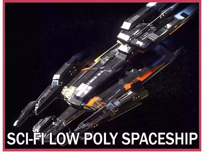 Lowpoly Sci-Fi Spaceship Space Ship Sci-Fi Air Craft Low Poly 7