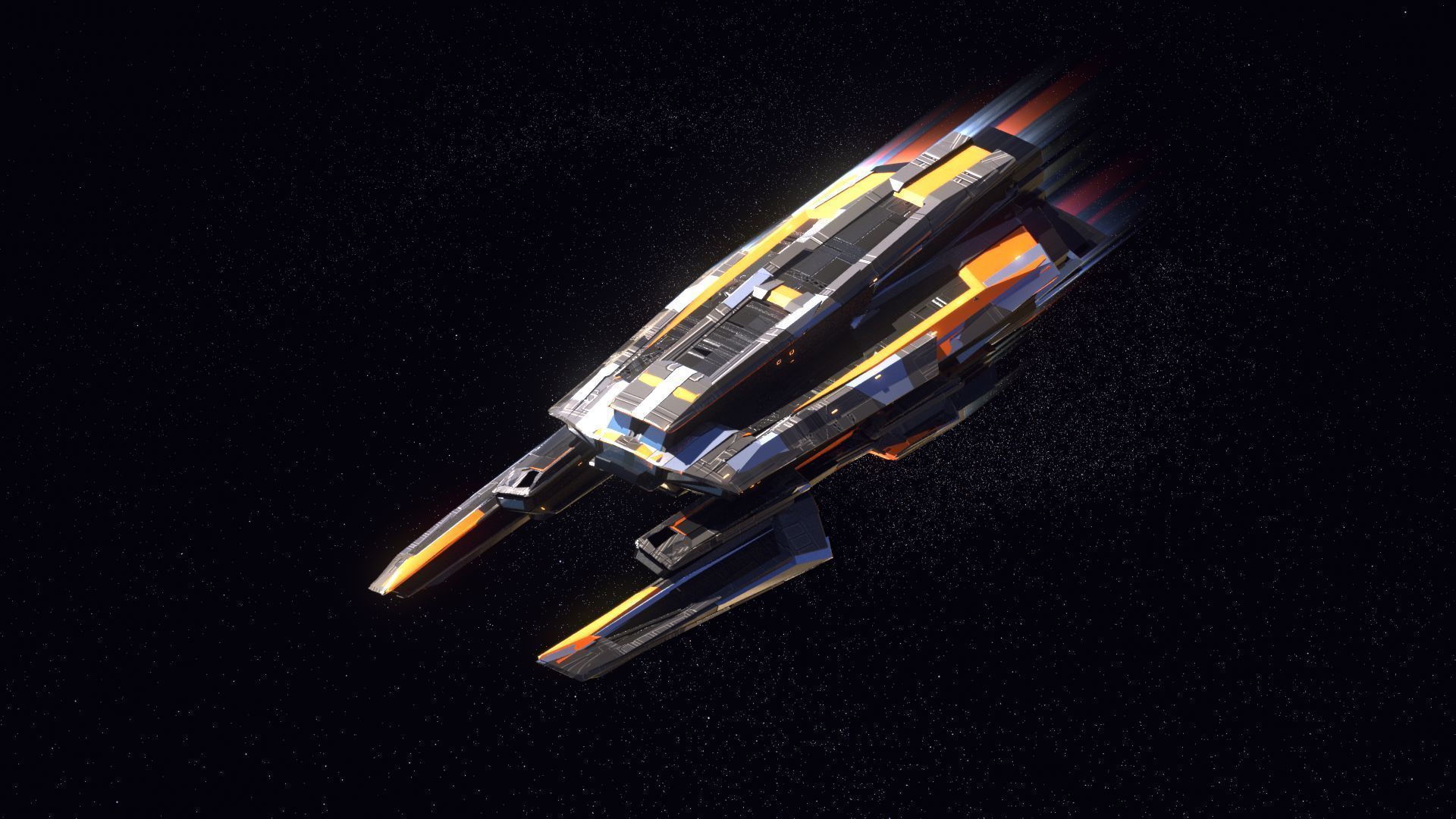 Lowpoly Sci-Fi Spaceship Space Ship Sci-Fi Air Craft Low Poly 2 Low-poly 3D model_1