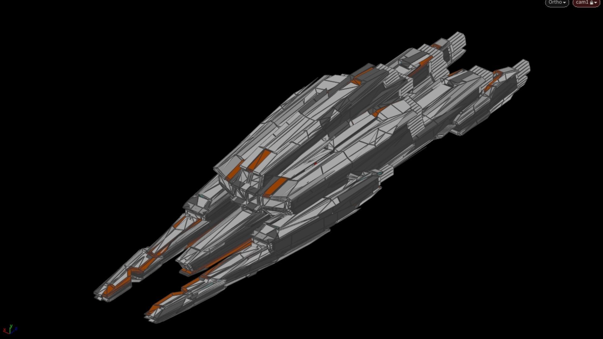 Lowpoly Sci-Fi Spaceship Space Ship Sci-Fi Air Craft Low Poly 1 Low-poly 3D model_6