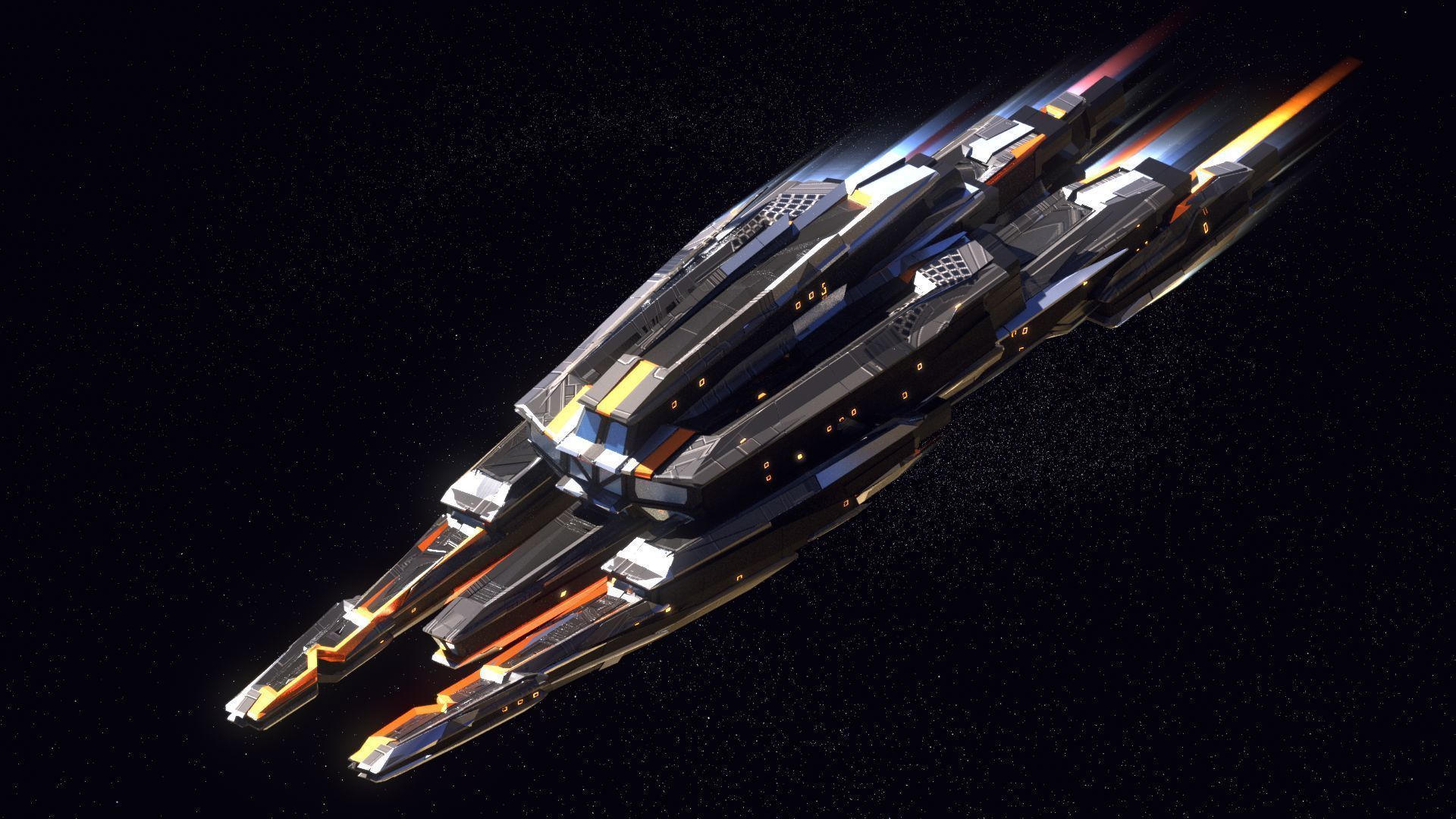 Lowpoly Sci-Fi Spaceship Space Ship Sci-Fi Air Craft Low Poly 1 Low-poly 3D model_1