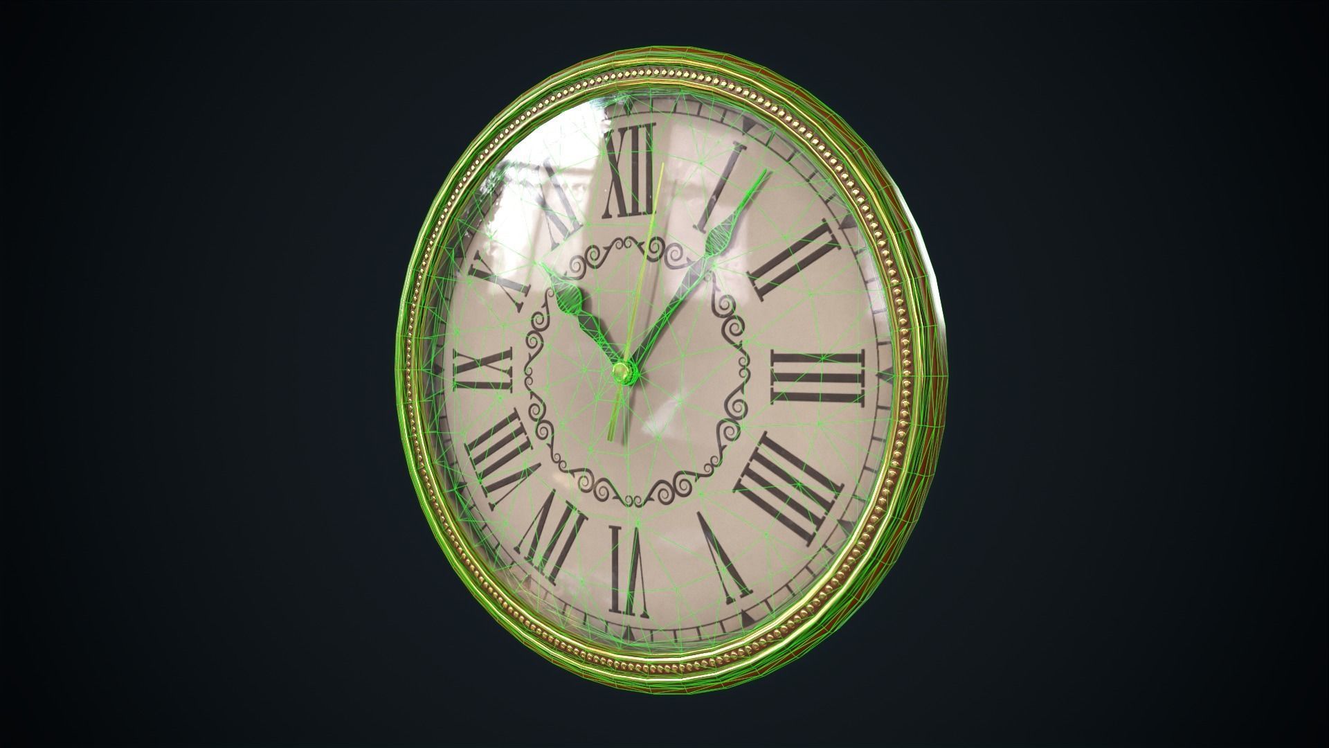 Vintage wall clock Low-poly 3D model_2