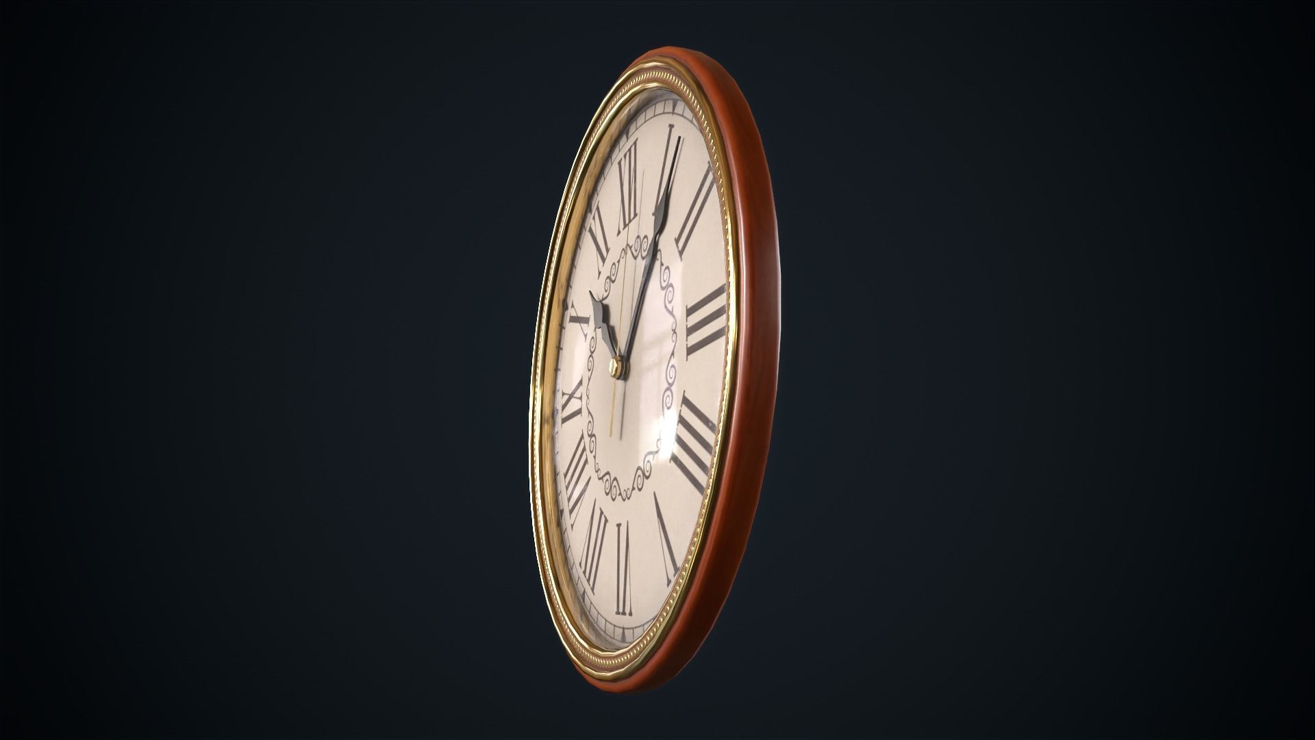 Vintage wall clock Low-poly 3D model_8