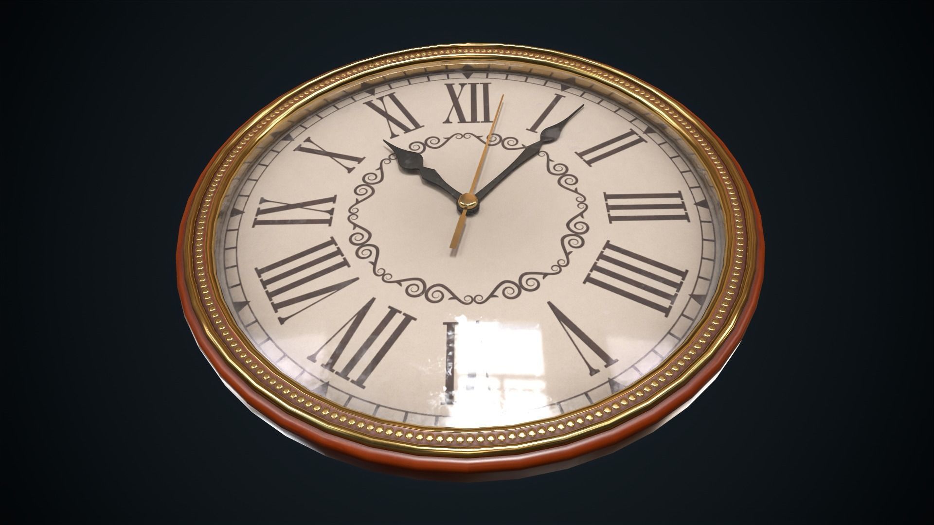 Vintage wall clock Low-poly 3D model_5