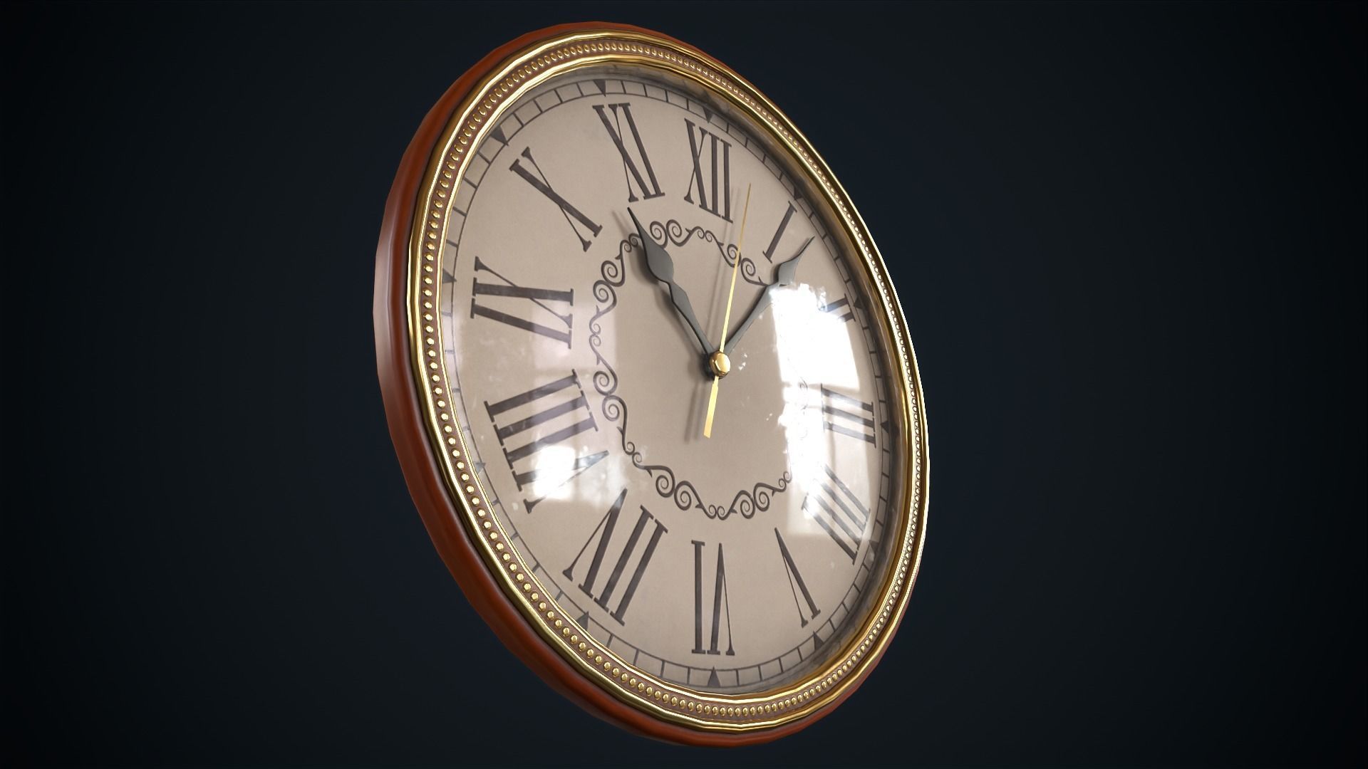 Vintage wall clock Low-poly 3D model_3