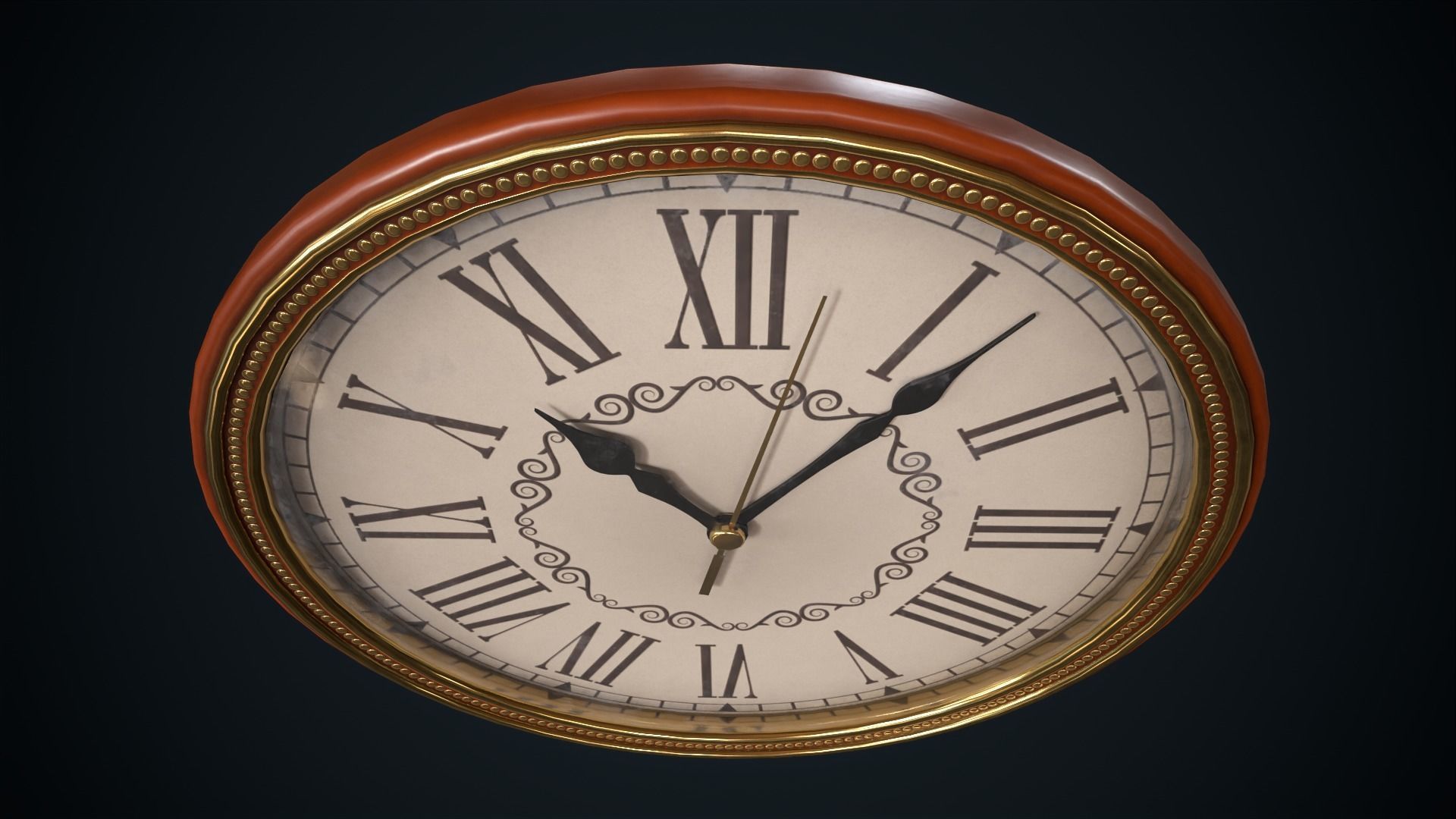 Vintage wall clock Low-poly 3D model_4
