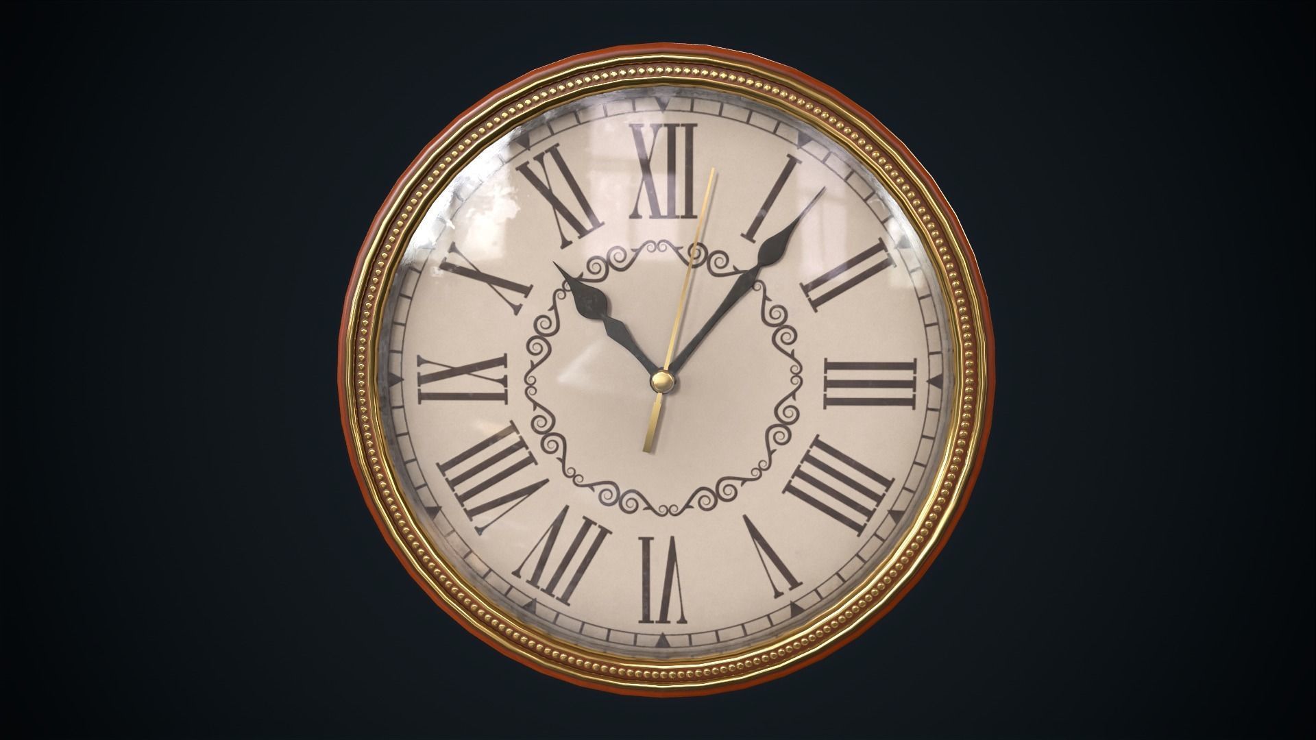 Vintage wall clock Low-poly 3D model_1