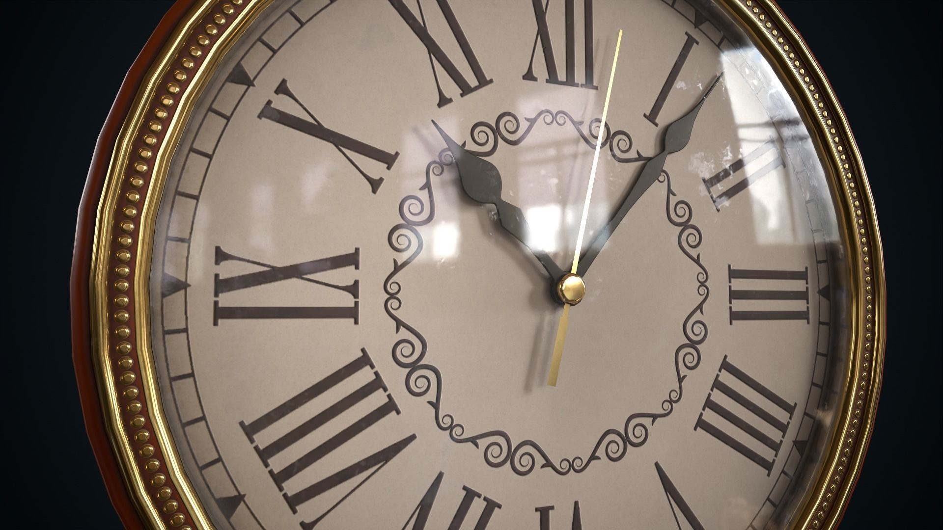 Vintage wall clock Low-poly 3D model_10