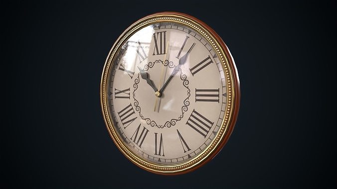Vintage wall clock Low-poly 3D model