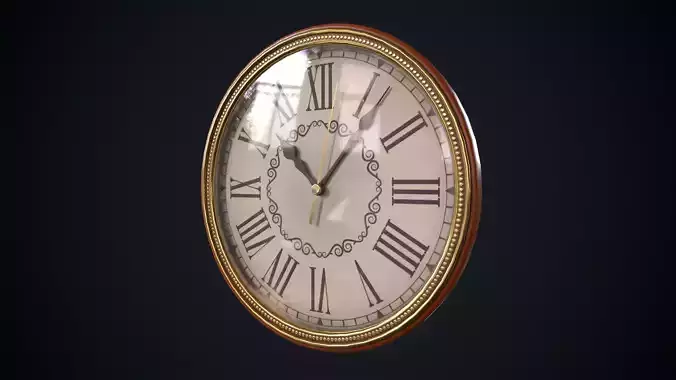 Vintage wall clock Low-poly 3D model
