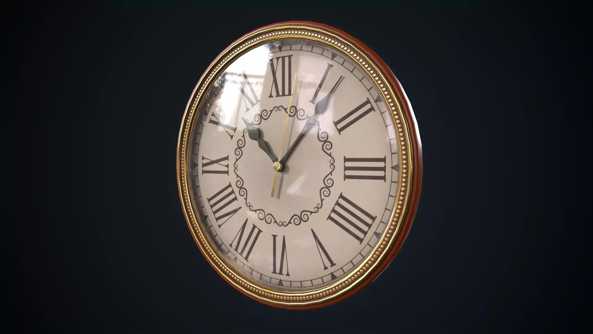 Vintage wall clock Low-poly 3D model_0