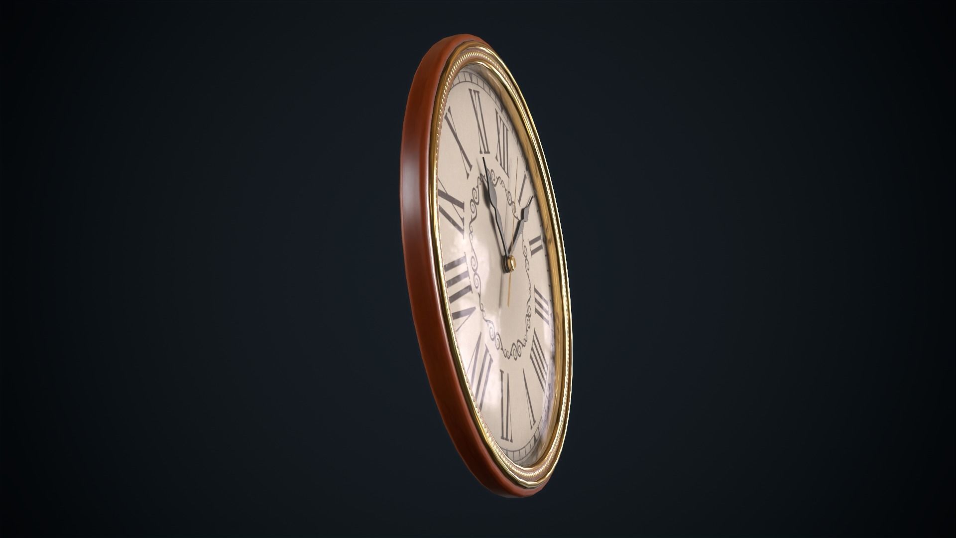Vintage wall clock Low-poly 3D model_9