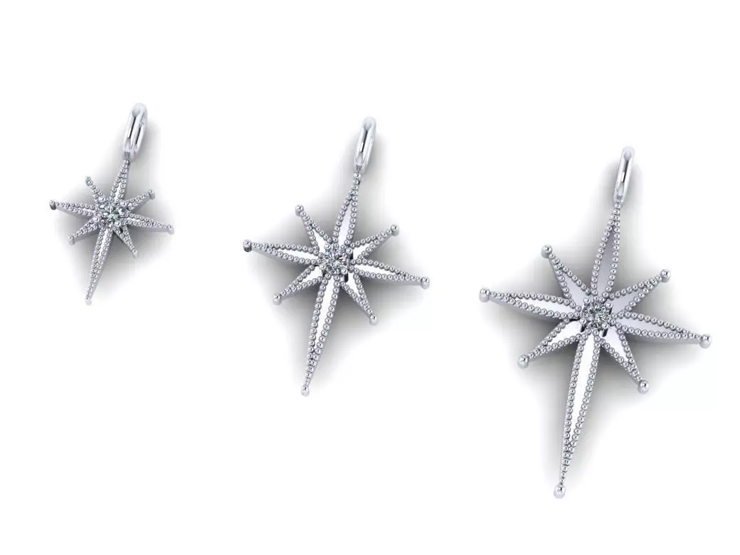 3 size cross star pendants 3D print model
