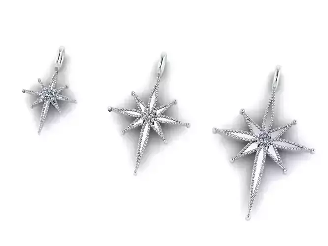 3 size cross star pendants 