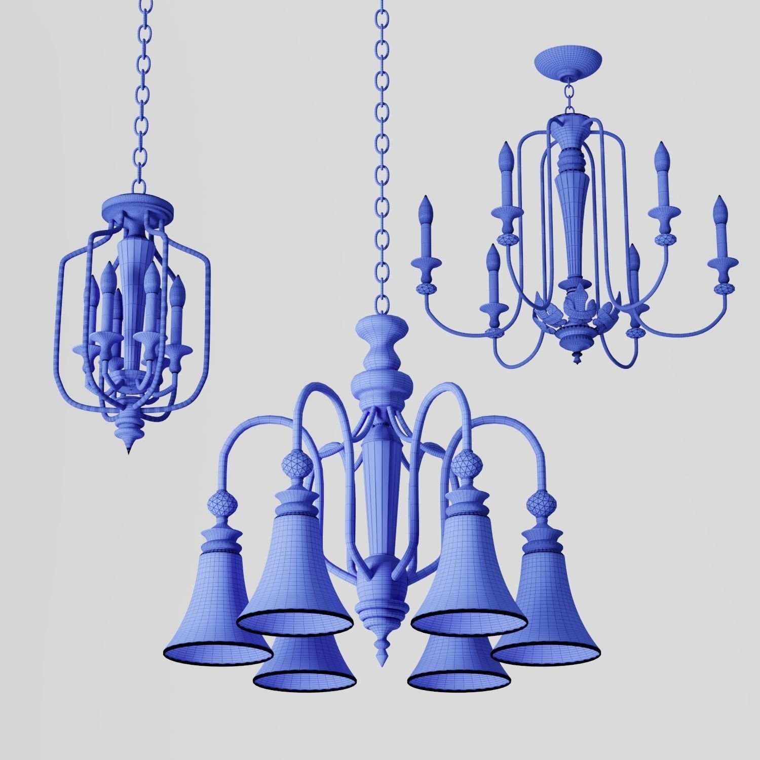 3 Types of Traditional Chandelier Lighting 3D model_4