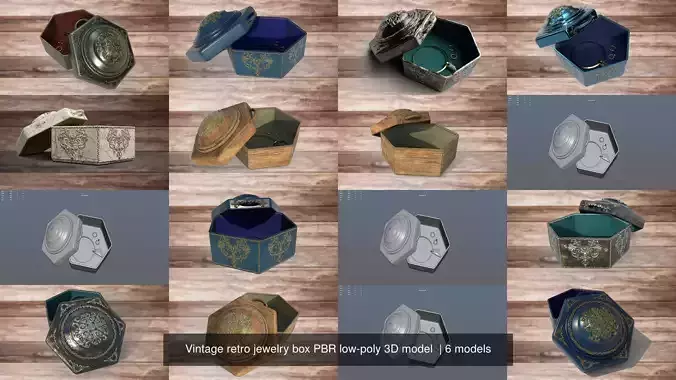 Vintage retro jewelry box PBR low-poly 3D model  3D Model Collection