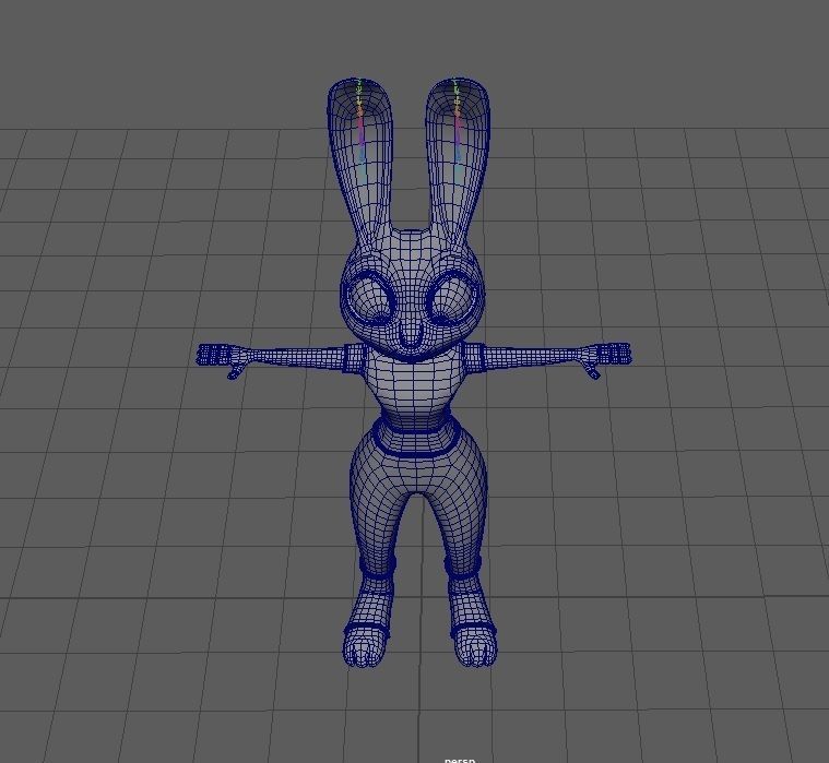 Cartoon Rabbit Rigged Base Mesh 3D Model Low-poly Low-poly 3D model_6