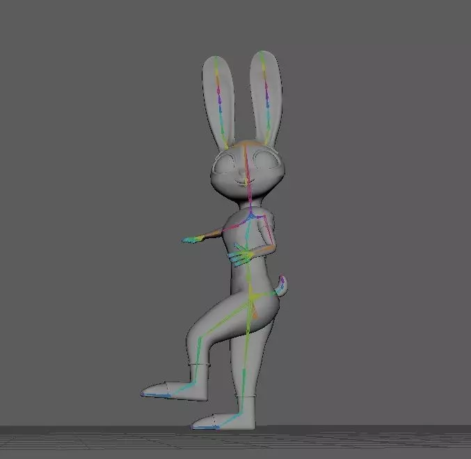 Cartoon Rabbit Rigged Base Mesh 3D Model Low-poly Low-poly 3D model_0