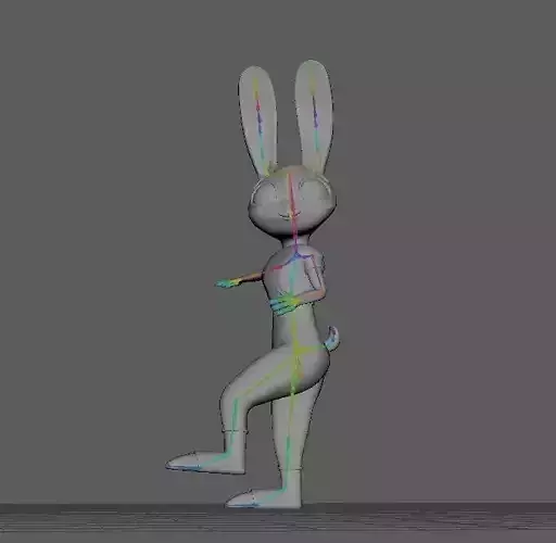 Cartoon Rabbit Rigged Base Mesh 3D Model Low-poly