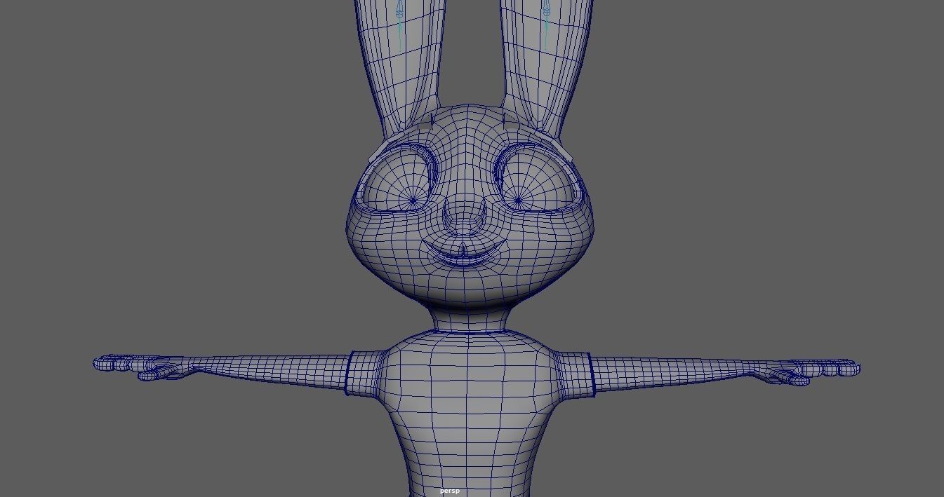 Cartoon Rabbit Rigged Base Mesh 3D Model Low-poly Low-poly 3D model_3