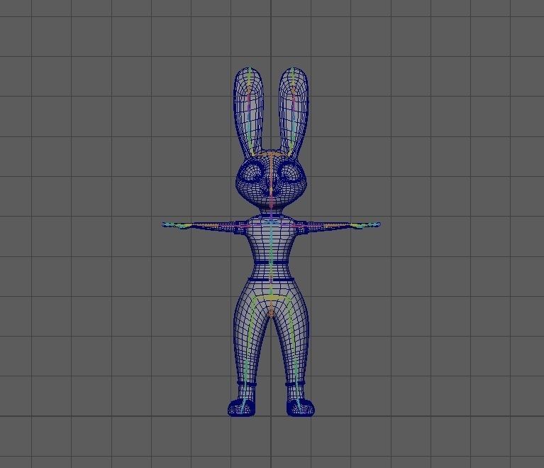 Cartoon Rabbit Rigged Base Mesh 3D Model Low-poly Low-poly 3D model_8