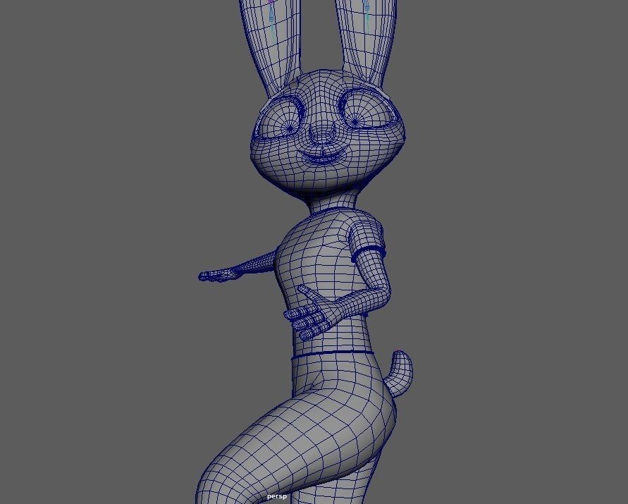 Cartoon Rabbit Rigged Base Mesh 3D Model Low-poly Low-poly 3D model_1