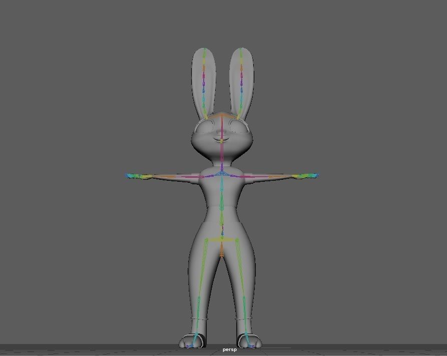 Cartoon Rabbit Rigged Base Mesh 3D Model Low-poly Low-poly 3D model_2