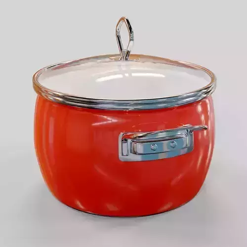 red pot with glass lid