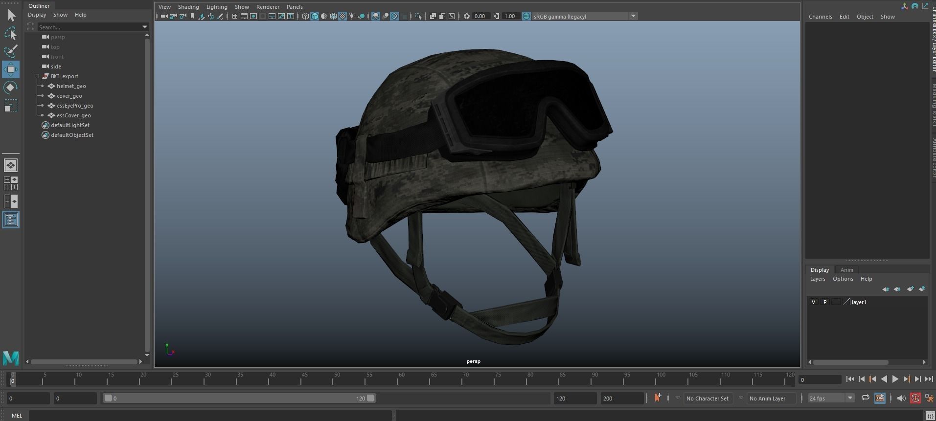 MILITARY  Game Ready PASGT Helmet Low-poly 3D model_6
