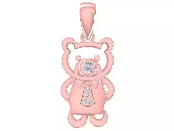 Cute Teddy Bear Diamond Pendant for Women and Kids  3058