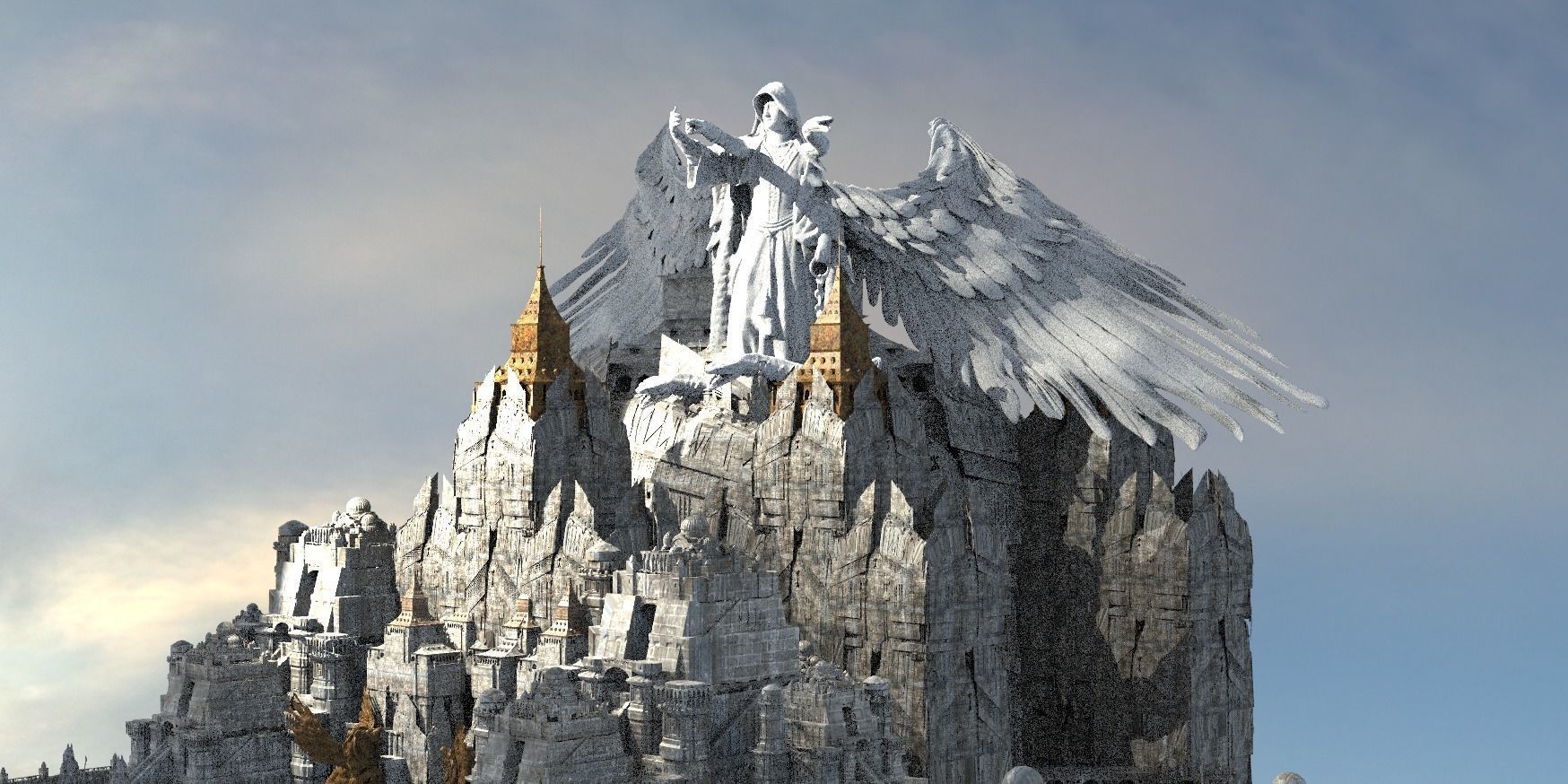 Celtic Lookout point of Ocean Cityscape 3D model_1