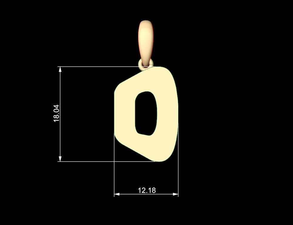 Initial Letters Pendant Exaggerate D 3D print model_4
