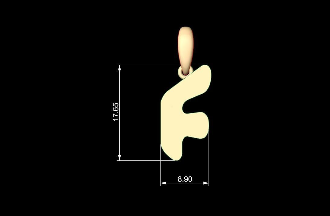 Initial Letters Pendant Exaggerate F 3D print model_4