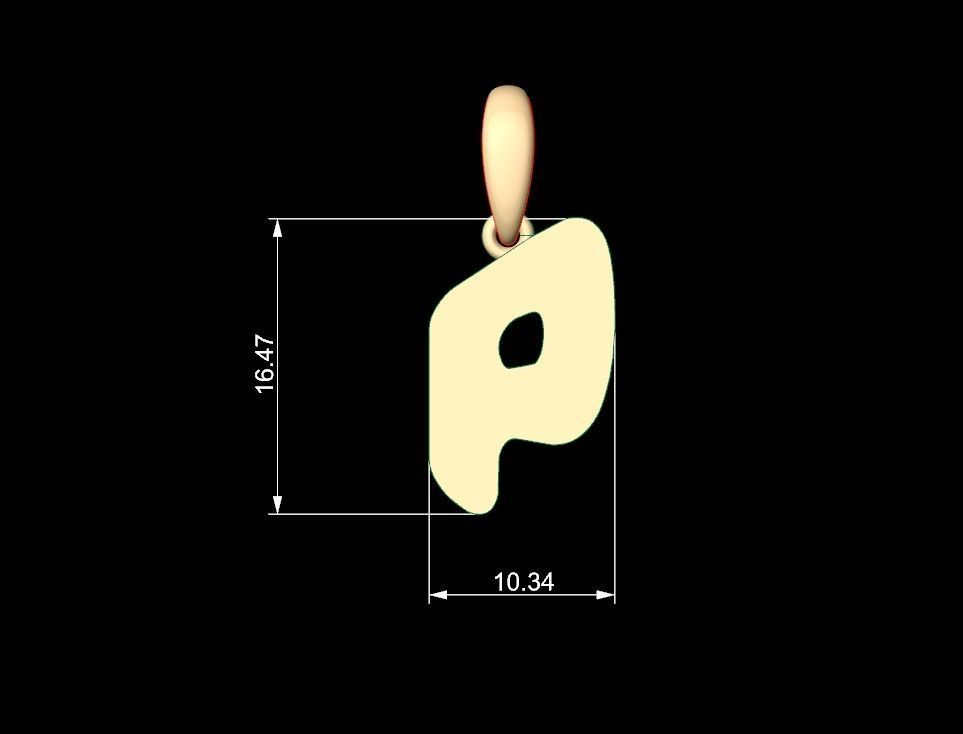 Initial Letters Pendant Exaggerate P 3D print model_4