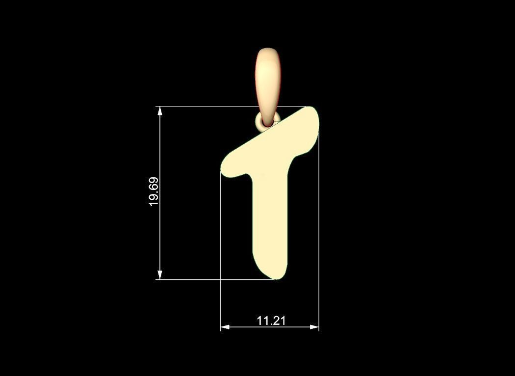 Initial Letters Pendant Exaggerate T 3D print model_4