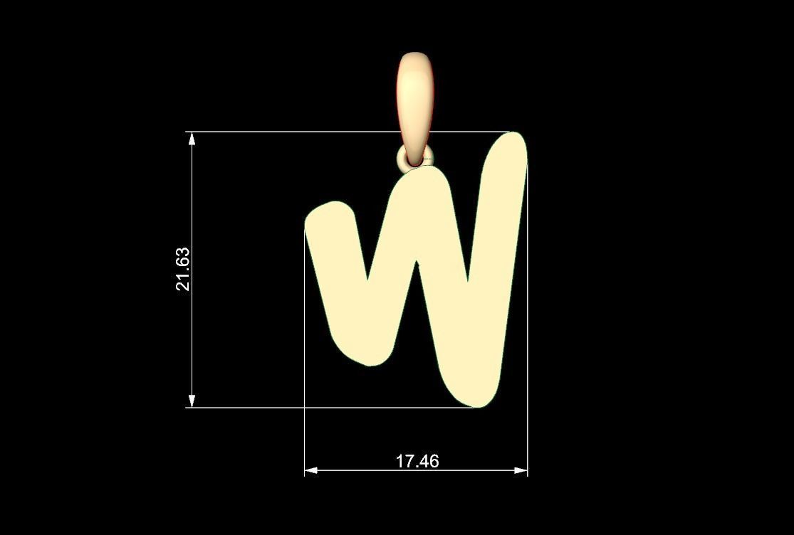 Initial Letters Pendant Exaggerate W 3D print model_4