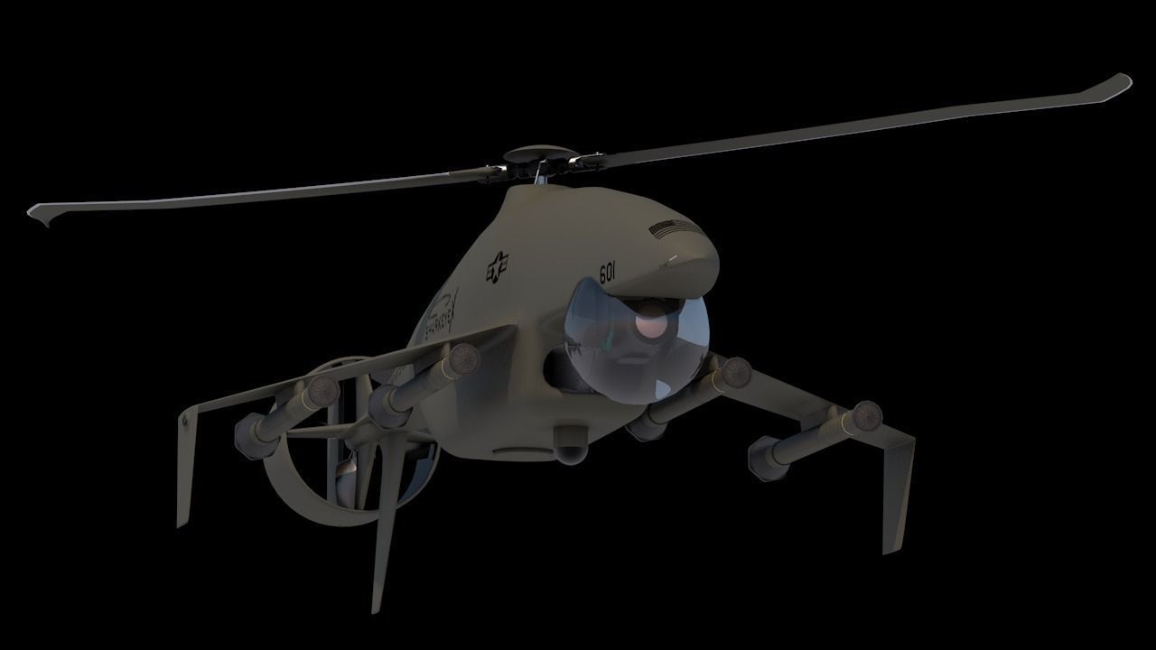 Sharkeye X UAS Tactical Helicopter VR Military Challenge Low-poly 3D model_4