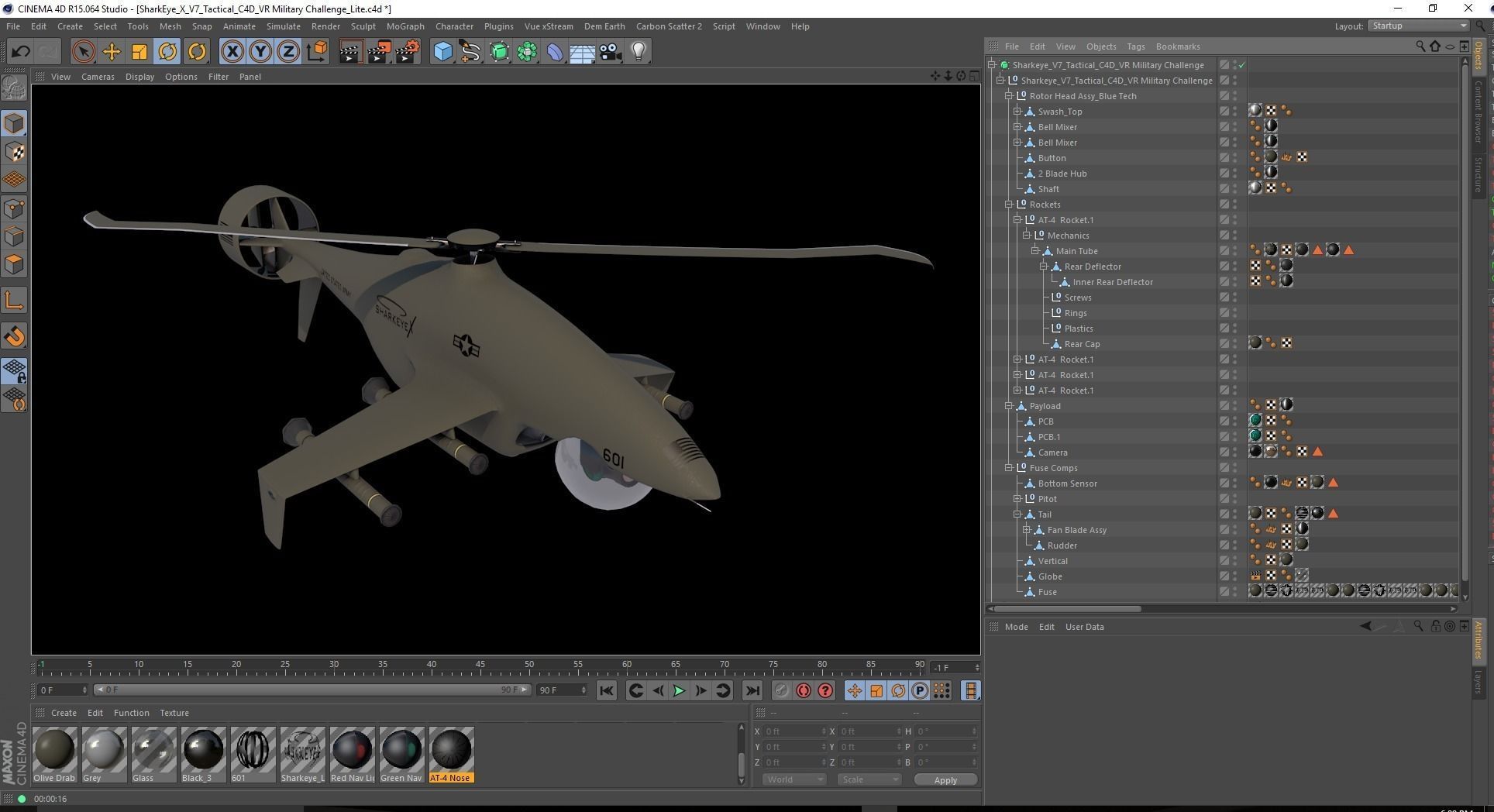 Sharkeye X UAS Tactical Helicopter VR Military Challenge Low-poly 3D model_11