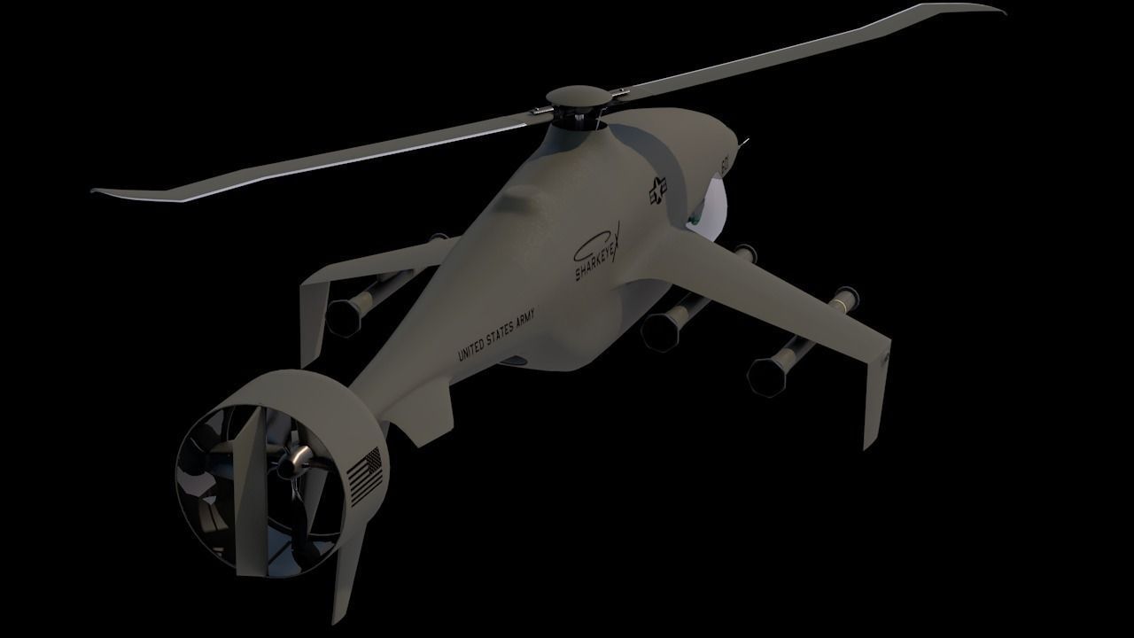 Sharkeye X UAS Tactical Helicopter VR Military Challenge Low-poly 3D model_8