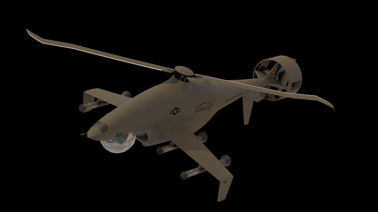Sharkeye X UAS Tactical Helicopter VR Military Challenge Low-poly 3D model_9