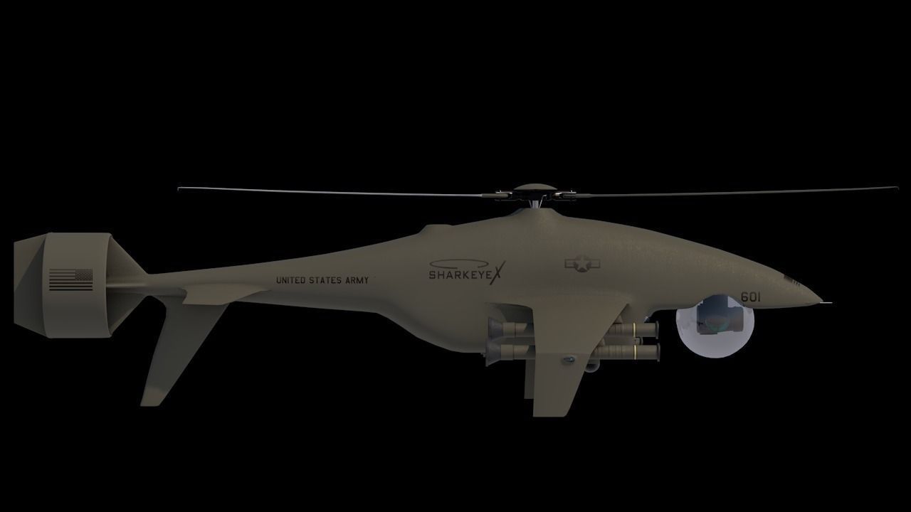 Sharkeye X UAS Tactical Helicopter VR Military Challenge Low-poly 3D model_6